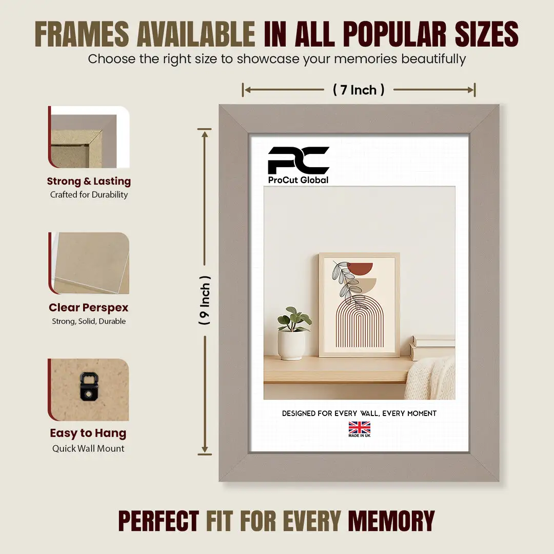 9x7" Modern Rose Gold Picture Frame | Beautiful Wall Frame With Perspex Front thumbnail 4