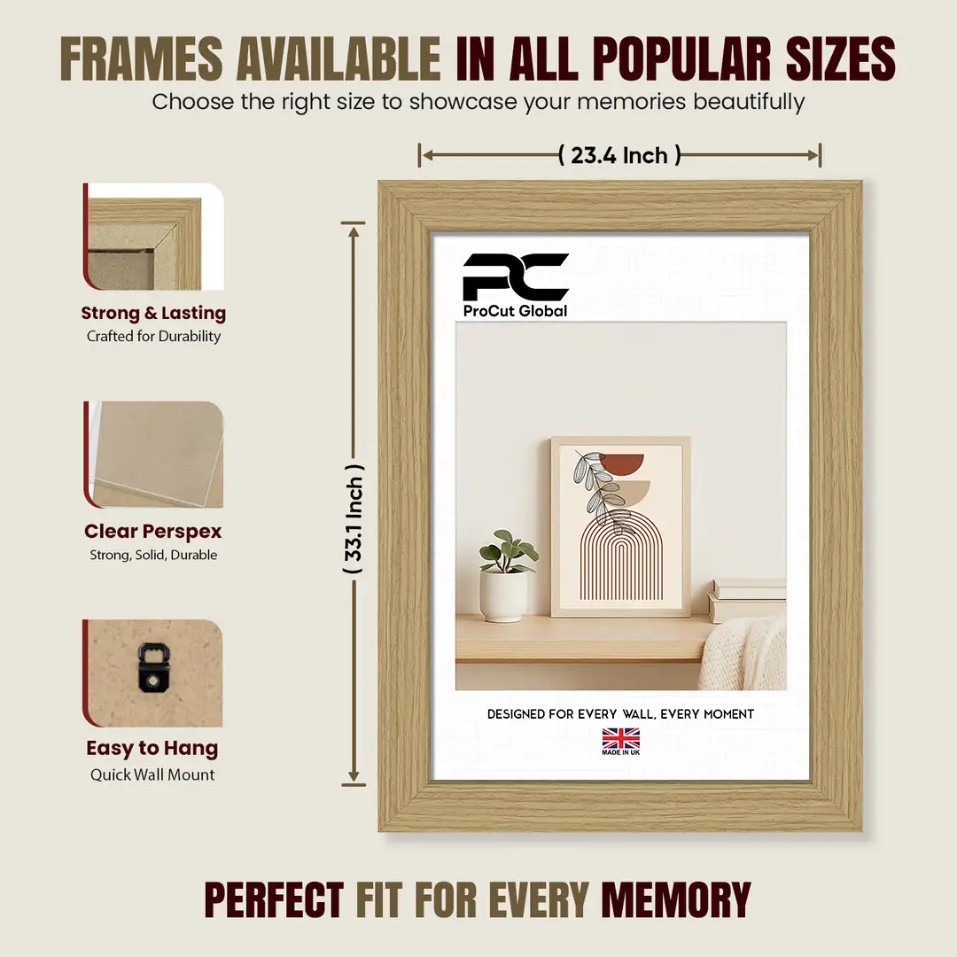 A1 Modern Light Oak Picture Frame | Beautiful Wall Frame With Perspex Front thumbnail 4