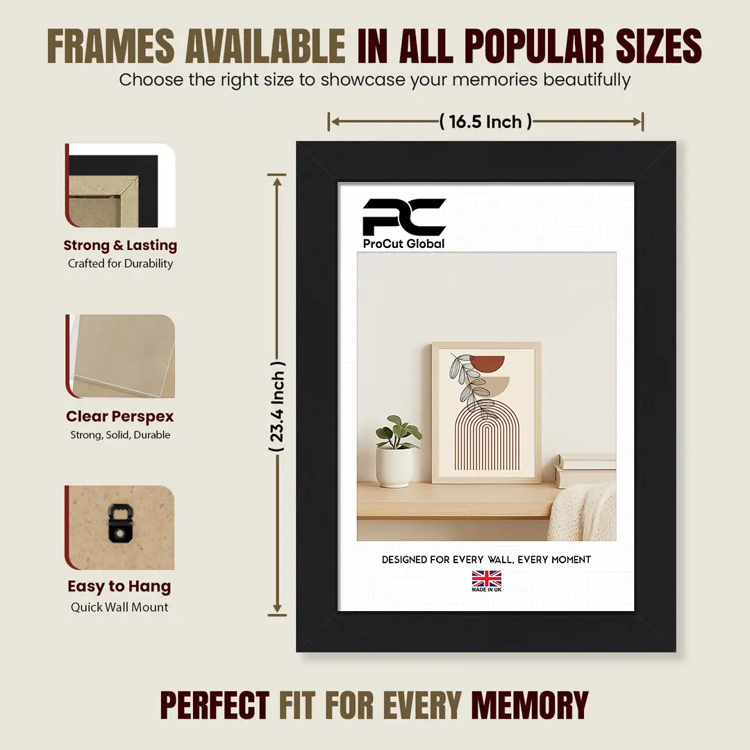 A2 Modern Matte Black Picture Frame - Premium Photo Frame With Perspex Front thumbnail 4