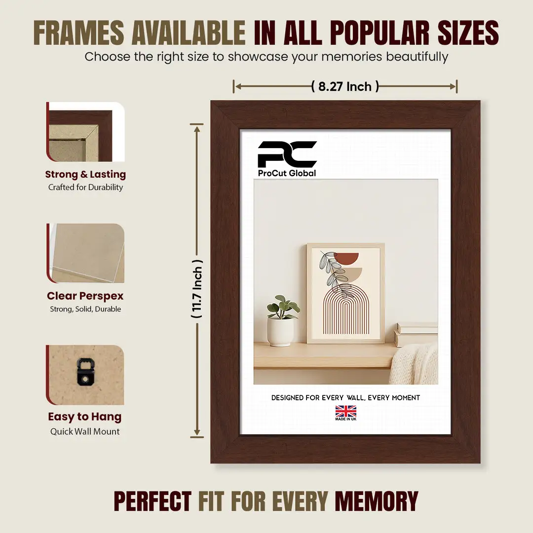 A4 Modern Rose Wood Picture Frame - Premium Photo Frame With Perspex Front thumbnail 4