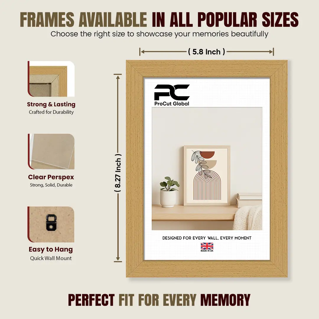 A5 Modern Country Pine Picture Frame - Premium Photo Frame With Perspex Front thumbnail 4