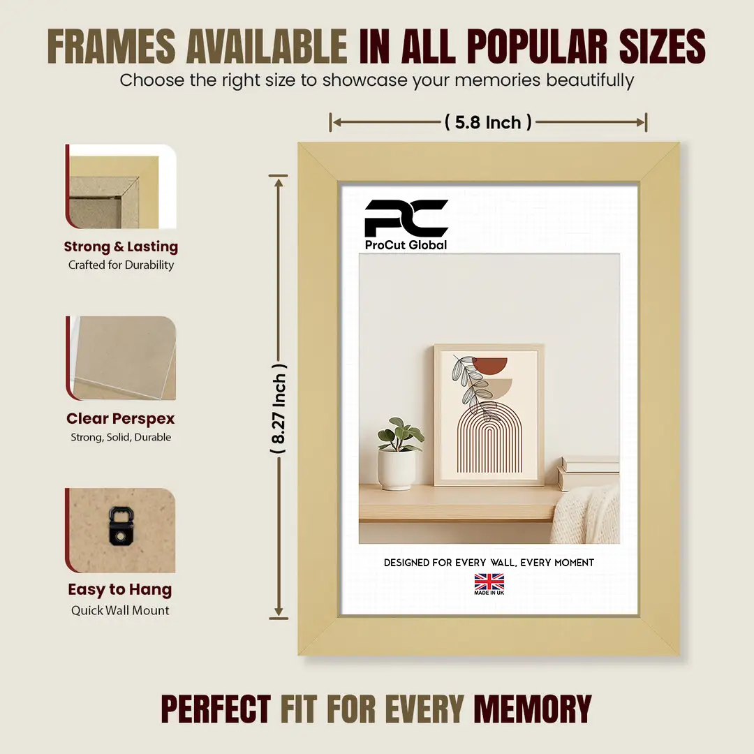 A5 Modern Mustard Yellow Picture Frame - Elegant Wall Frame With Perspex Front thumbnail 4