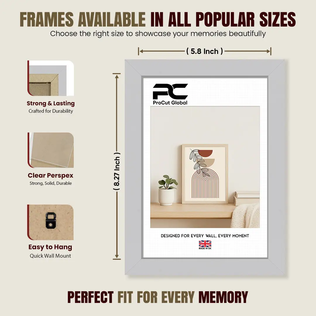 A5 Modern Silver Picture Frame - Elegant Wall Frame With Perspex Front thumbnail 4