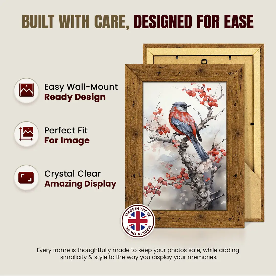 10x8" Modern Rustic Oak Picture Frame - Premium Photo Frame With Perspex Front thumbnail 7