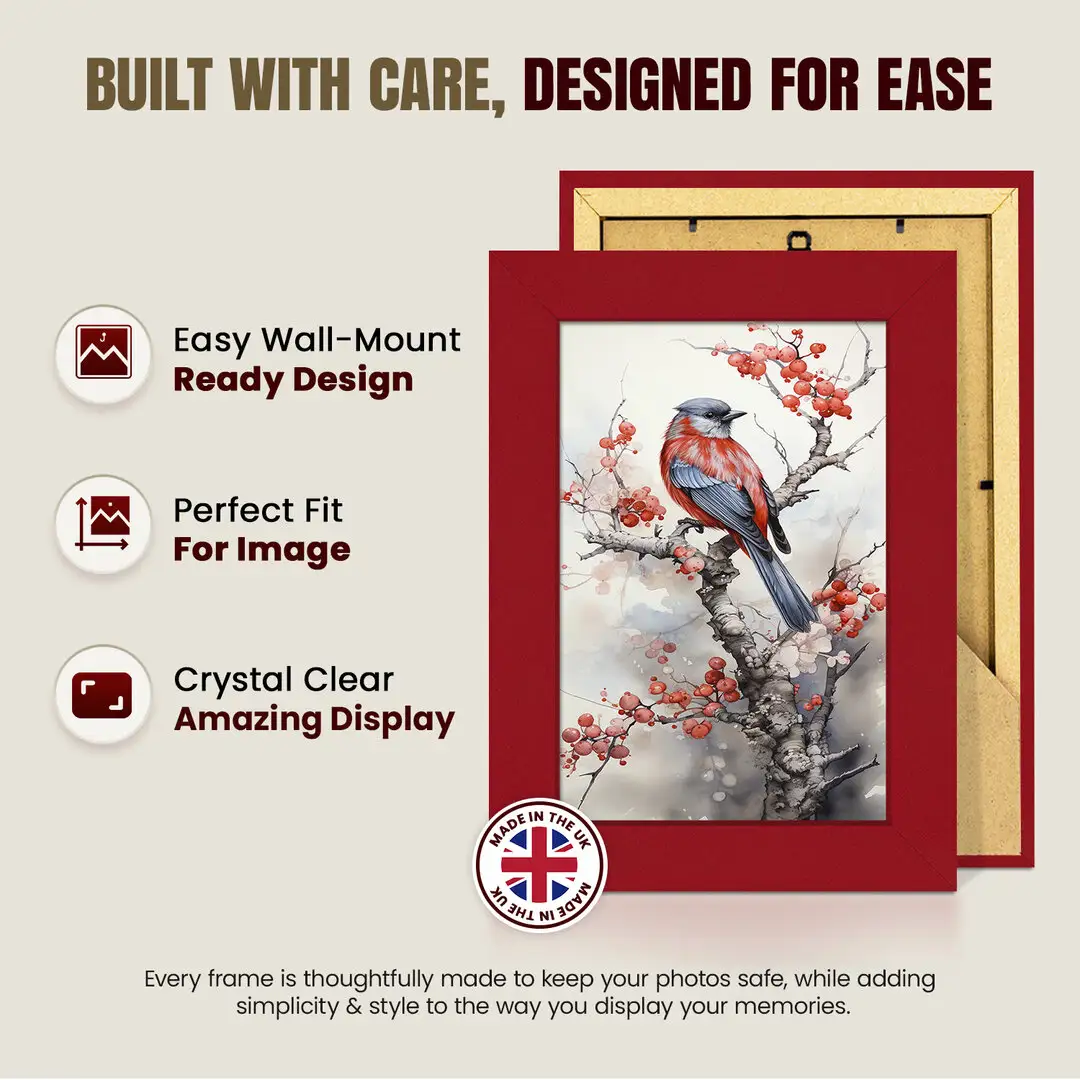 12x9" Modern Red Picture Frame - Elegant Wall Frame With Perspex Front thumbnail 7
