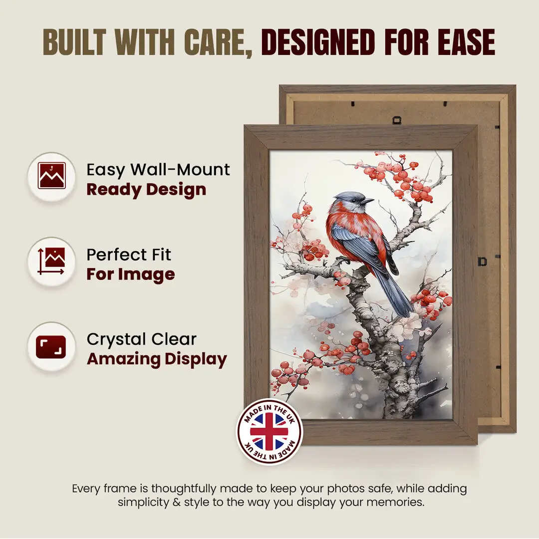 14x12" Modern Walnut Picture Frame | Beautiful Wall Frame With Perspex Front thumbnail 7