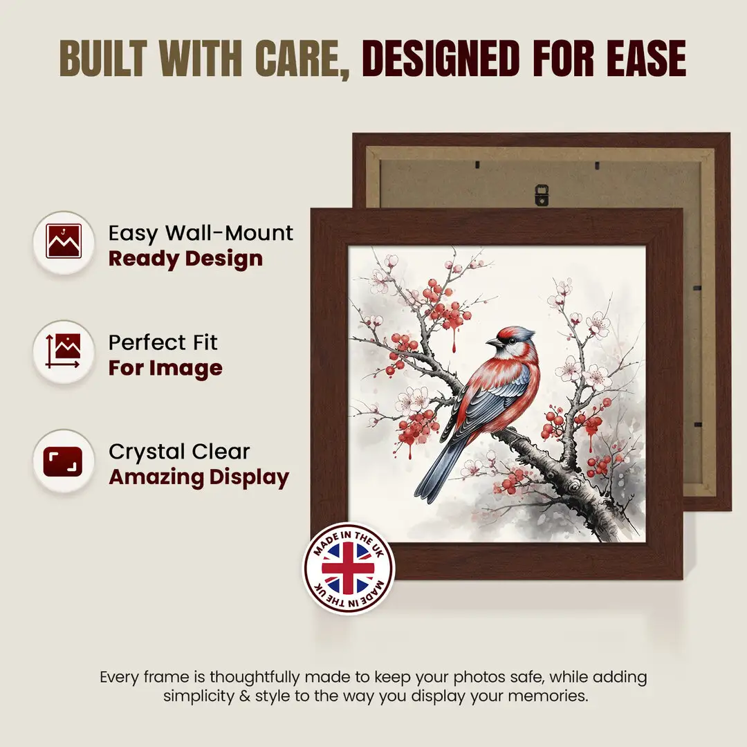 14x14" Modern Rose Wood Picture Frame - Elegant Wall Frame With Perspex Front thumbnail 7