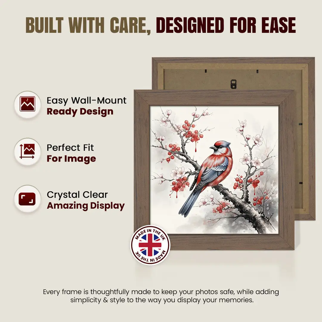 14x14" Modern Walnut Picture Frame - Premium Photo Frame With Perspex Front thumbnail 7