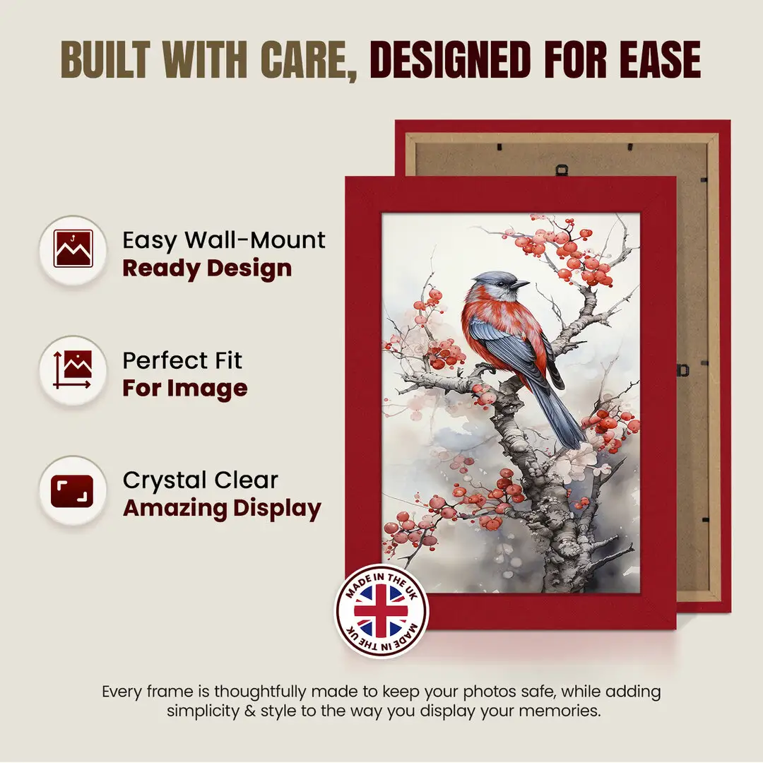 15x9" Modern Red Picture Frame - Elegant Wall Frame With Perspex Front thumbnail 7