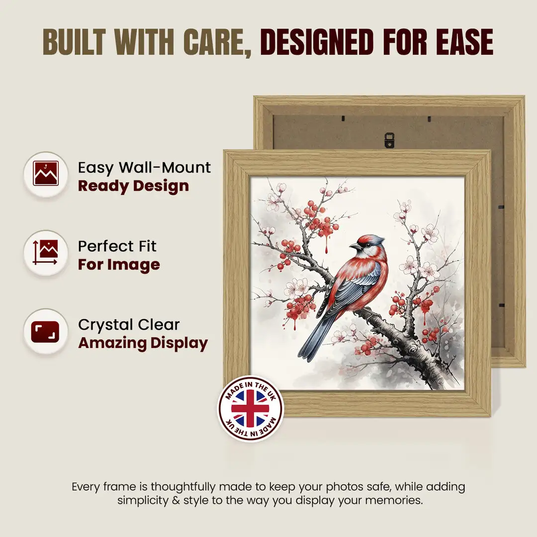 16x16" Modern Light Oak Picture Frame | Beautiful Wall Frame With Perspex Front thumbnail 7