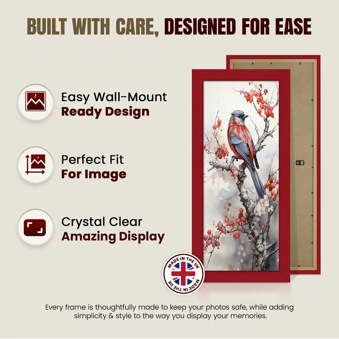 16x5" Modern Red Picture Frame - Elegant Wall Frame With Perspex Front thumbnail 7