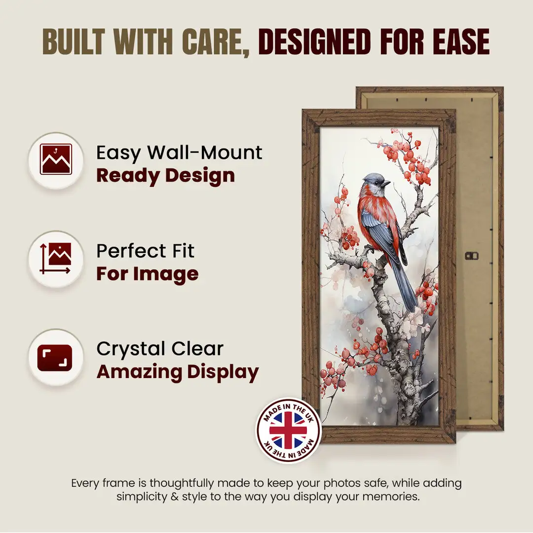 16x8" Modern Dark Oak Picture Frame - Elegant Wall Frame With Perspex Front thumbnail 7