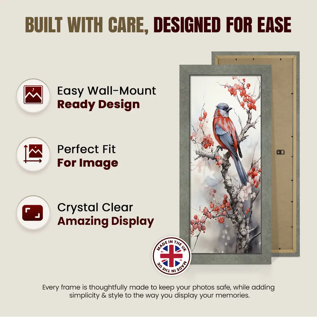 16x8" Modern Grey Marble Picture Frame | Beautiful Wall Frame With Perspex Front thumbnail 7