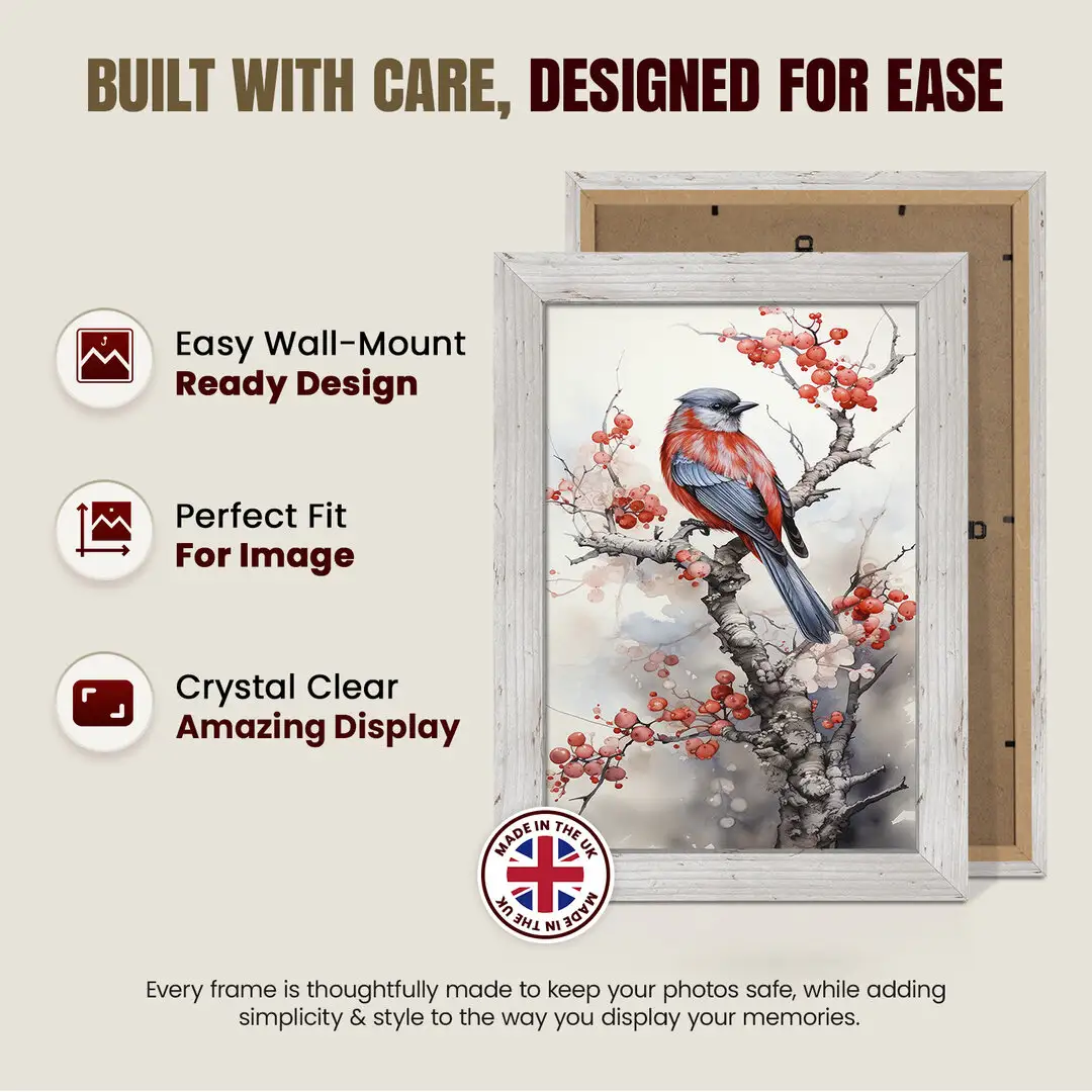 17x12" Modern White Rustic Picture Frame - Elegant Wall Frame With Perspex Front thumbnail 7