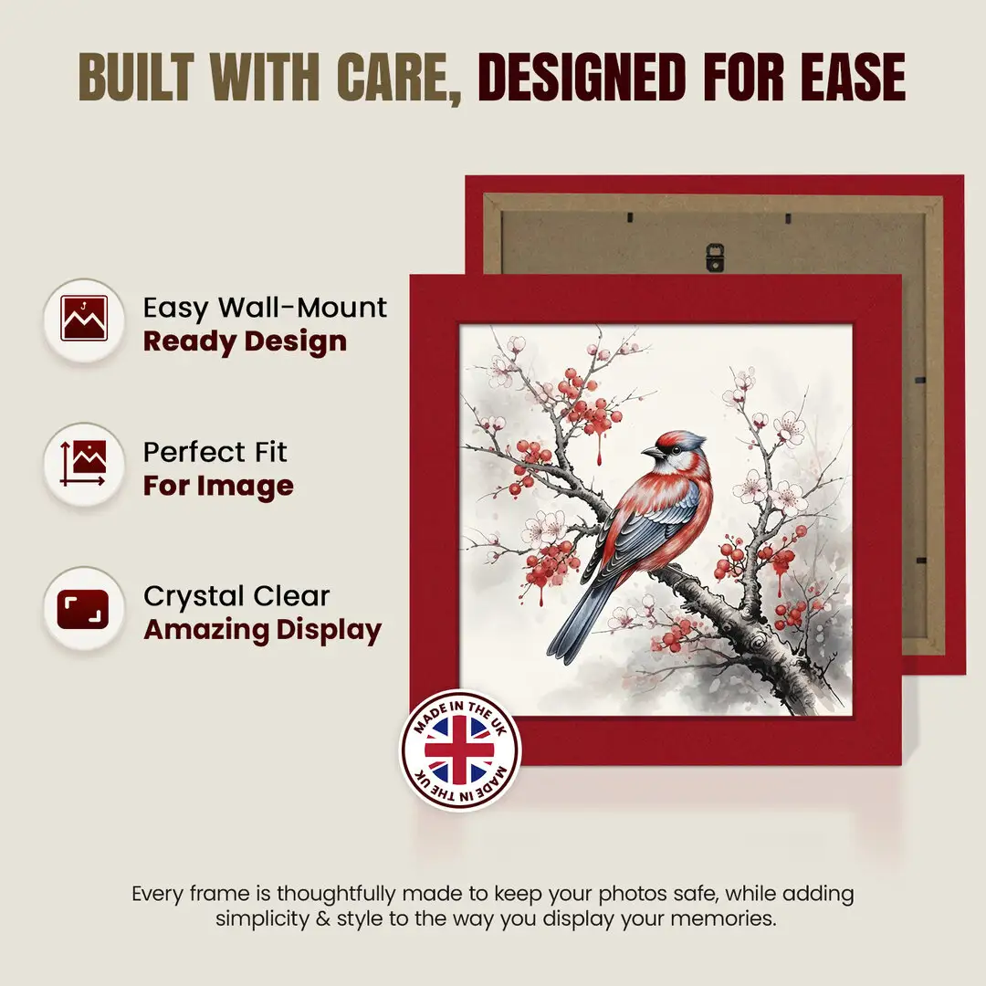 17x17" Modern Red Picture Frame | Beautiful Wall Frame With Perspex Front thumbnail 7