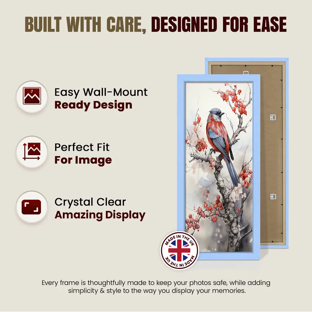 20x8" Modern Baby Blue Picture Frame - Elegant Wall Frame With Perspex Front thumbnail 7
