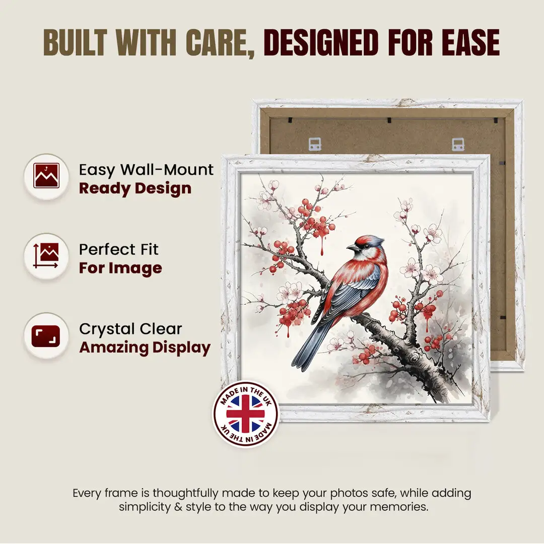 21x21" Modern White Rustic Picture Frame - Elegant Wall Frame With Perspex Front thumbnail 7