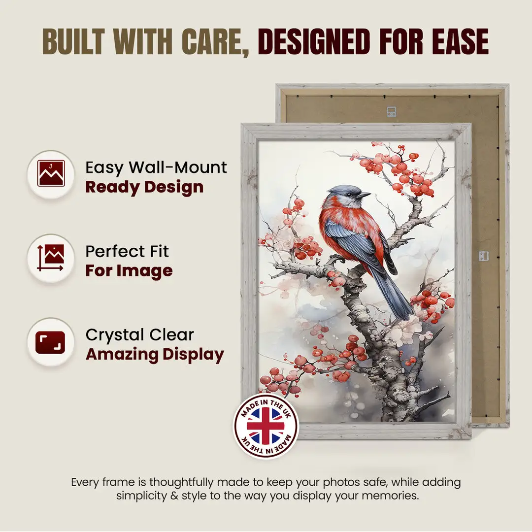 24x16" Modern White Rustic Picture Frame | Beautiful Wall Frame With Perspex Front thumbnail 7