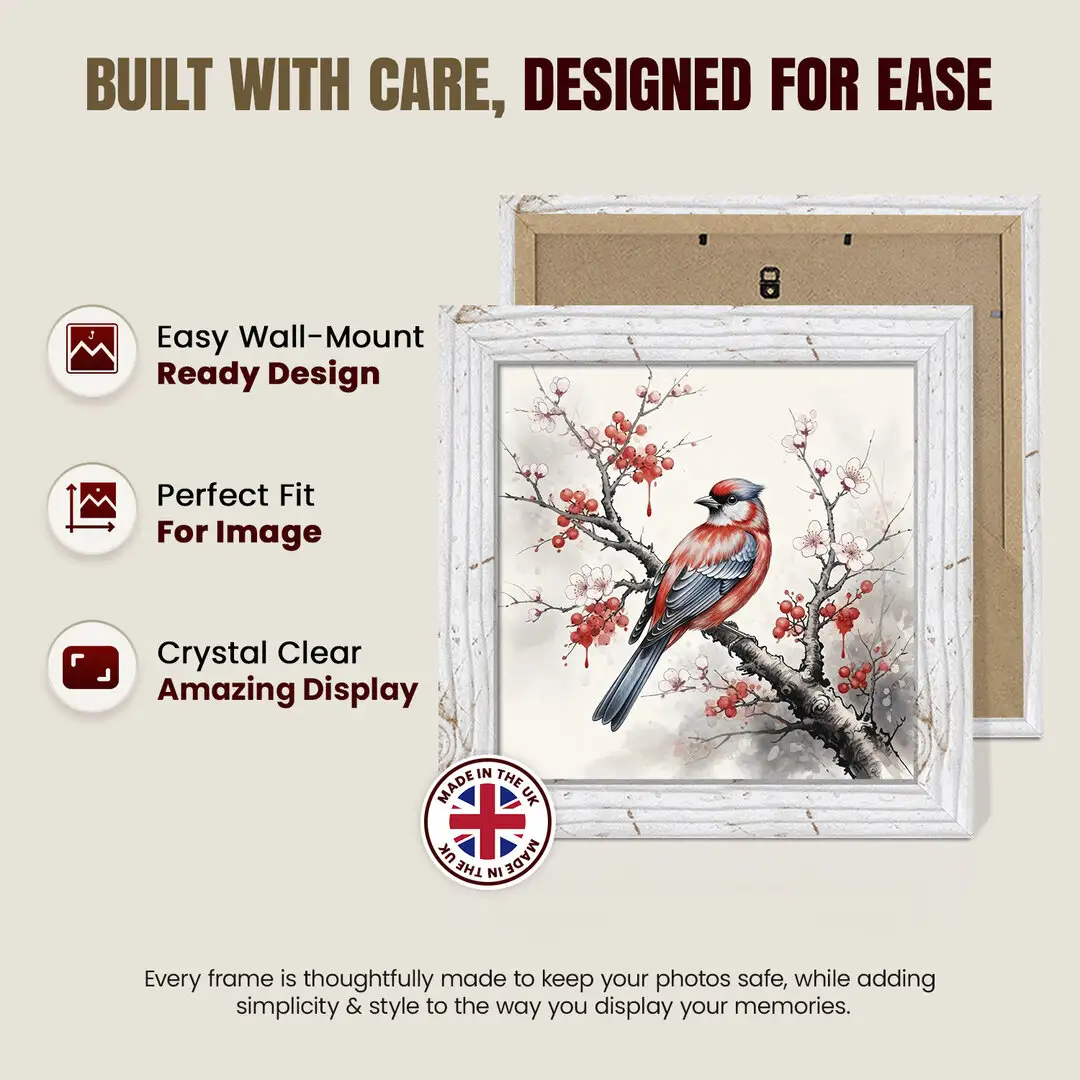 25x25cm Modern White Rustic Picture Frame | Beautiful Wall Frame With Perspex Front thumbnail 7