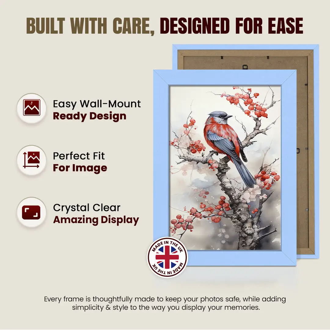 35x28cm Modern Baby Blue Picture Frame - Elegant Wall Frame With Perspex Front thumbnail 7