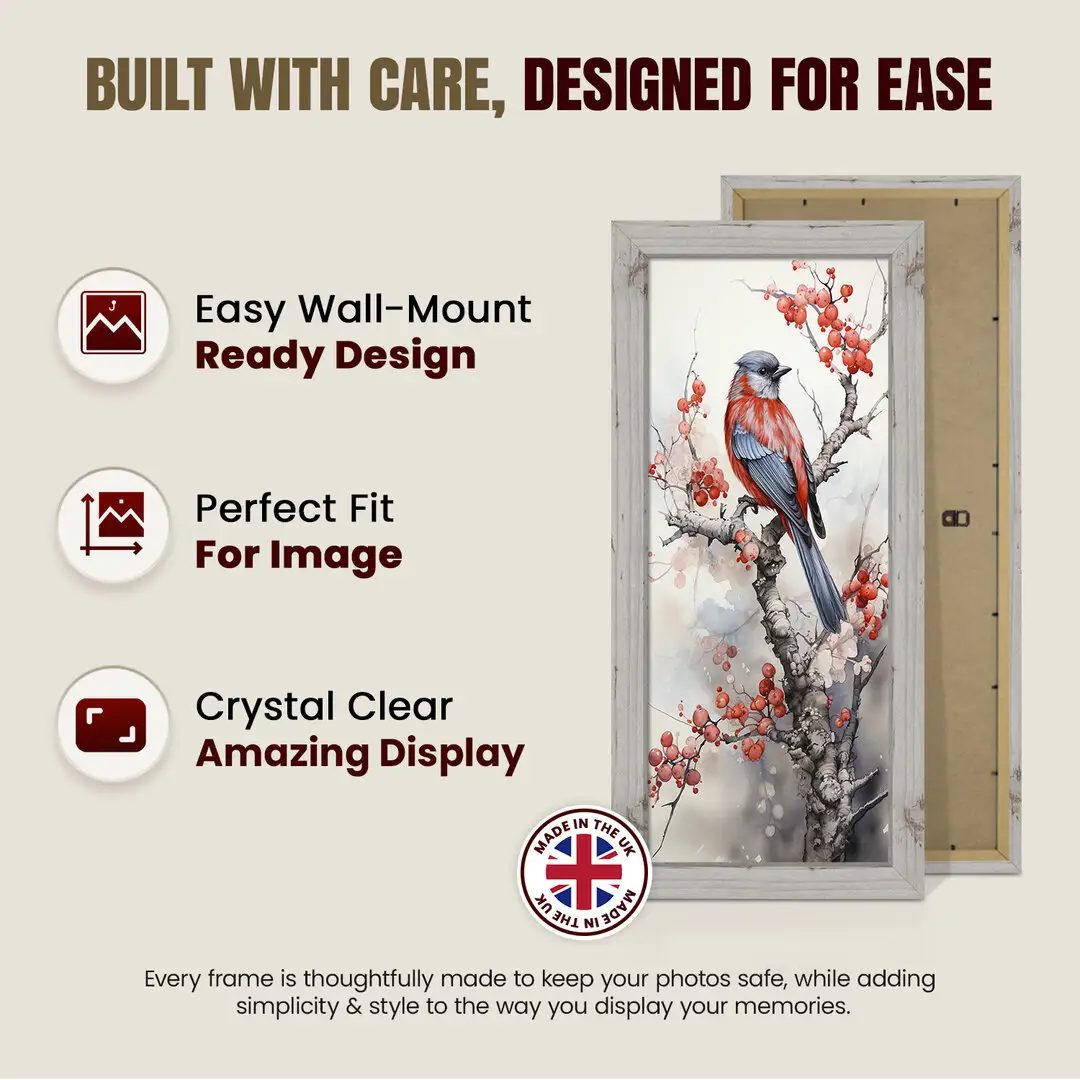 40x20cm Modern White Rustic Picture Frame | Beautiful Wall Frame With Perspex Front thumbnail 7
