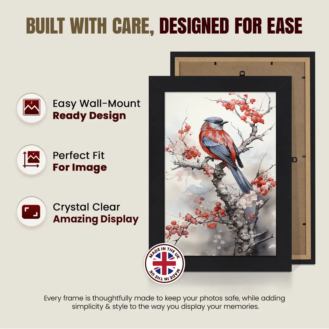 50x30cm Modern Matte Black Picture Frame - Elegant Wall Frame With Perspex Front thumbnail 7