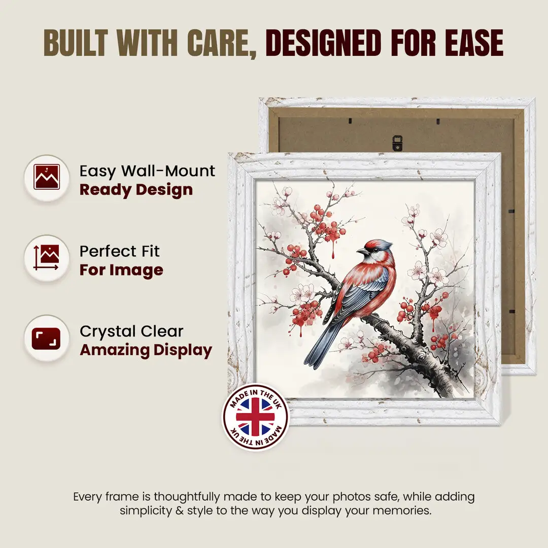 50x50cm Modern White Rustic Picture Frame - Elegant Wall Frame With Perspex Front thumbnail 7
