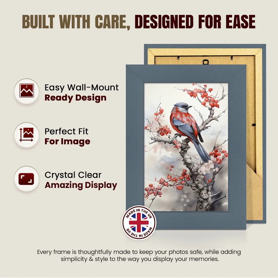 5x3.5" Modern Navy Blue Picture Frame - Elegant Wall Frame With Perspex Front thumbnail 7