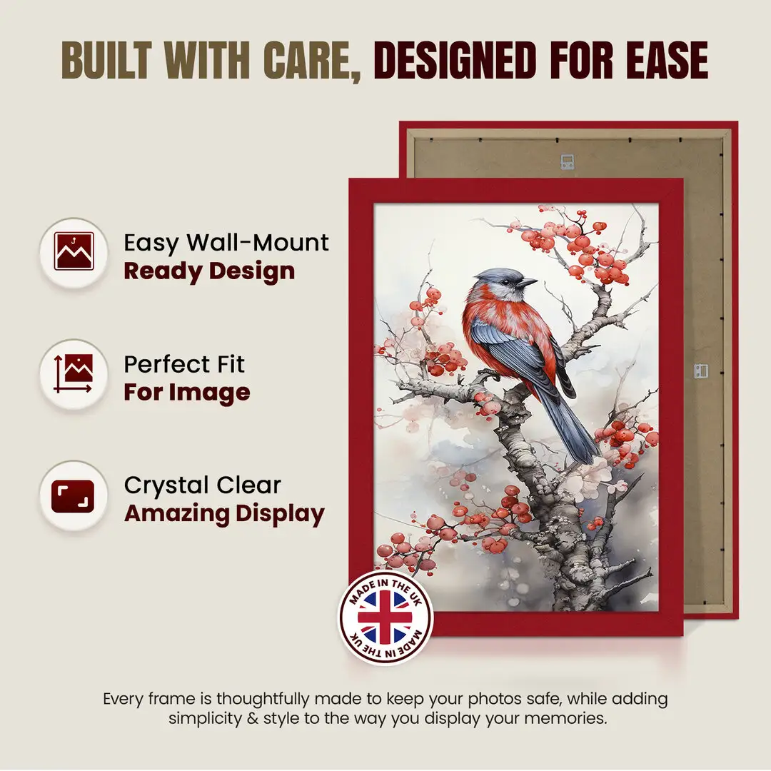 60x50cm Modern Red Picture Frame - Premium Photo Frame With Perspex Front thumbnail 7