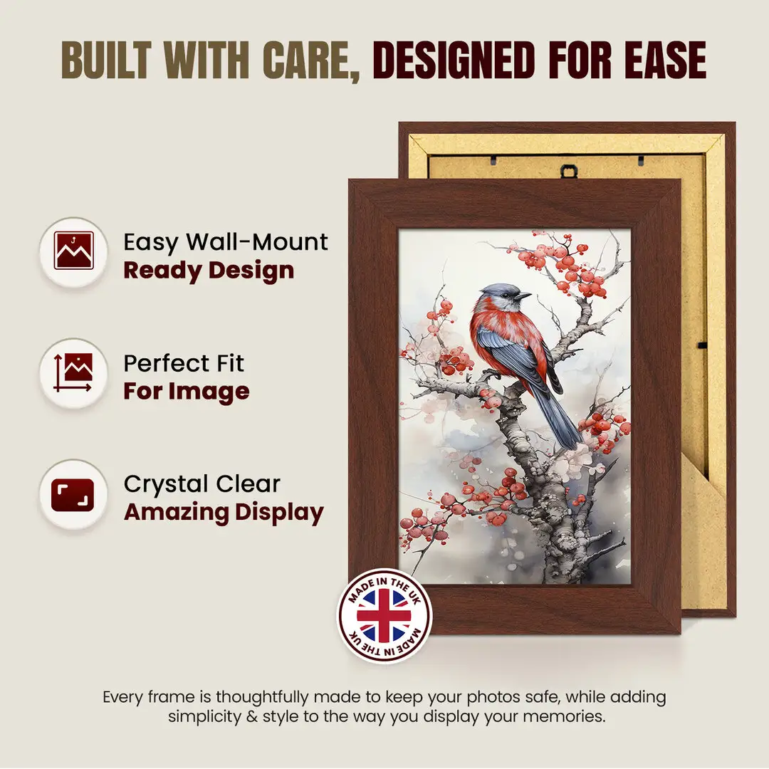 7x5" Modern Rose Wood Picture Frame - Elegant Wall Frame With Perspex Front thumbnail 7