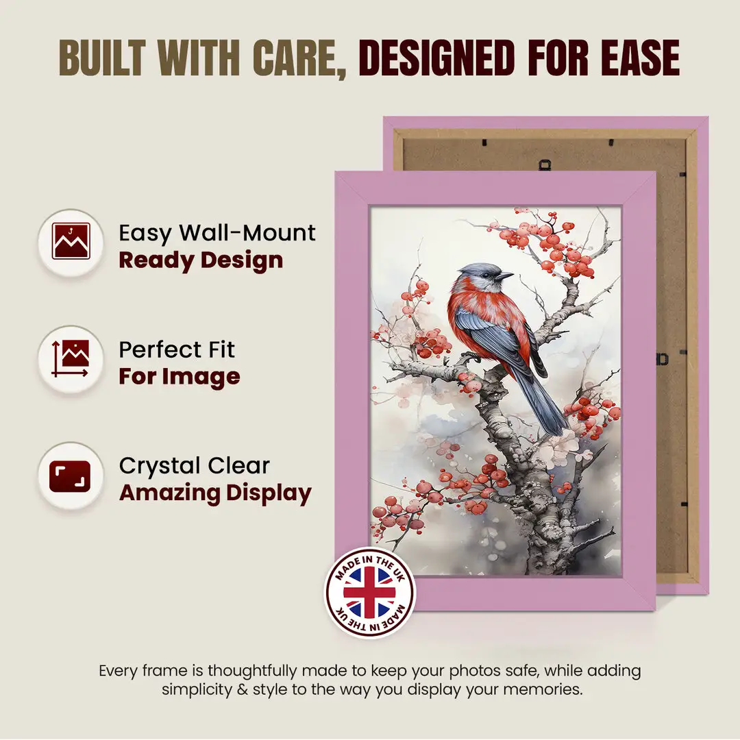 A3 Modern Pastel Pink Picture Frame - Premium Photo Frame With Perspex Front thumbnail 7