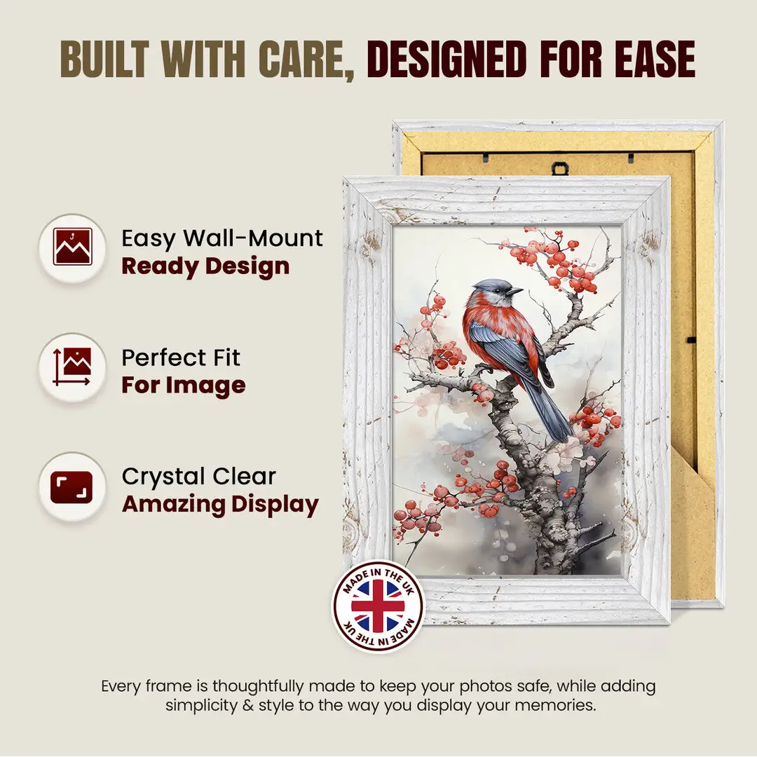 A4 Modern White Rustic Picture Frame - Premium Photo Frame With Perspex Front thumbnail 7
