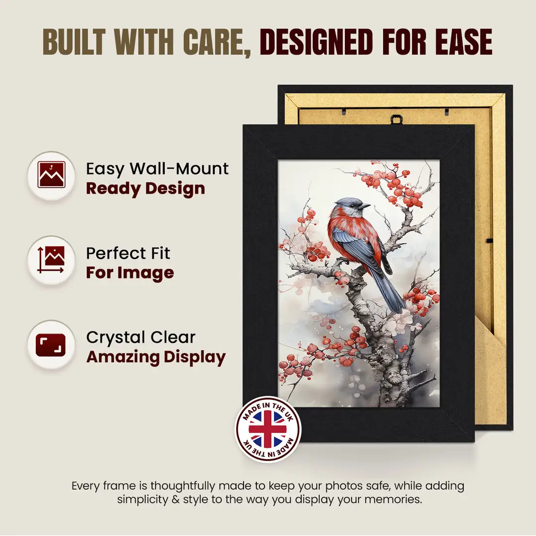 A5 Modern Matte Black Picture Frame - Elegant Wall Frame With Perspex Front thumbnail 7