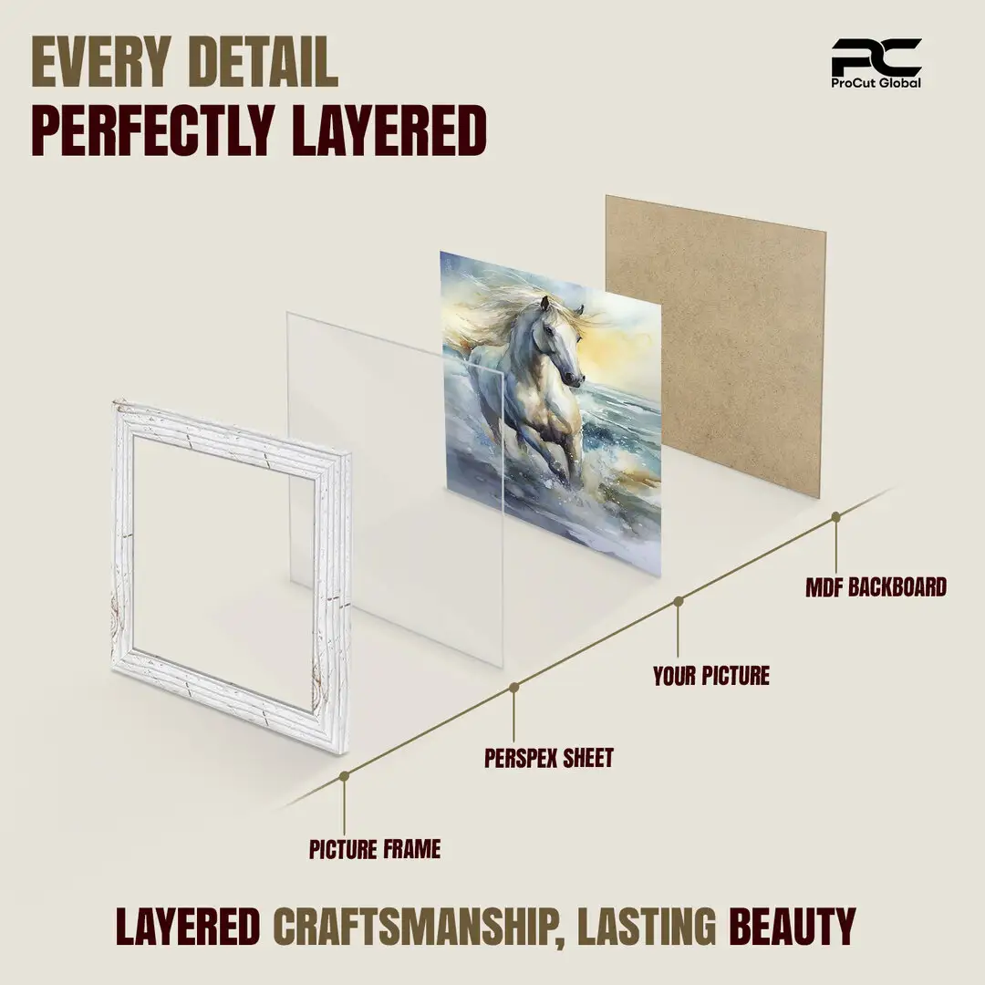 21x21" Modern White Rustic Picture Frame - Elegant Wall Frame With Perspex Front thumbnail 3