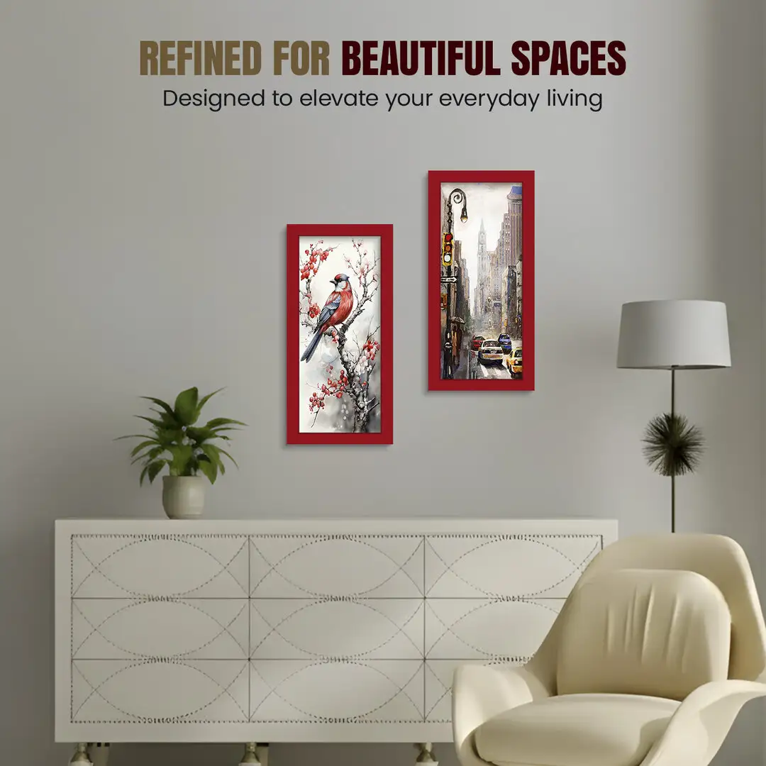 16x5" Modern Red Picture Frame - Elegant Wall Frame With Perspex Front thumbnail 2