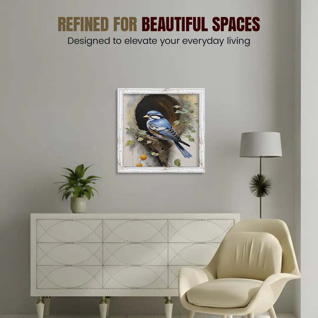 21x21" Modern White Rustic Picture Frame - Elegant Wall Frame With Perspex Front thumbnail 2