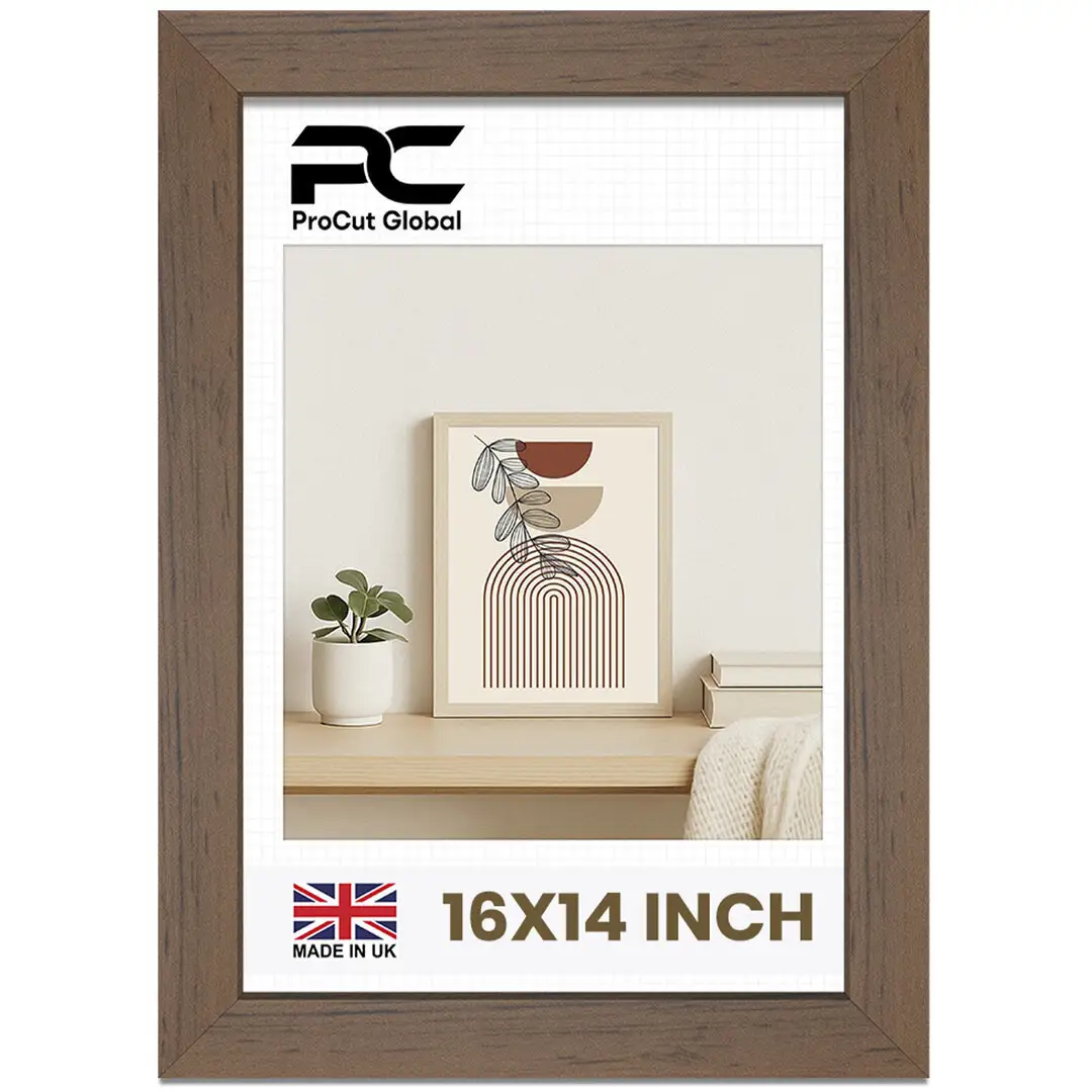 16x14" Modern Walnut Picture Frame - Elegant Wall Frame With Perspex Front thumbnail 1