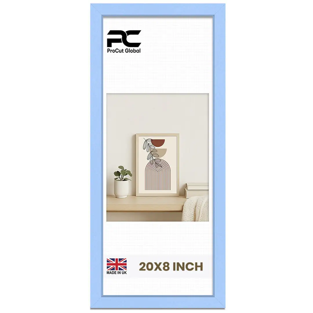 20x8" Modern Baby Blue Picture Frame | Beautiful Wall Frame With Perspex Front