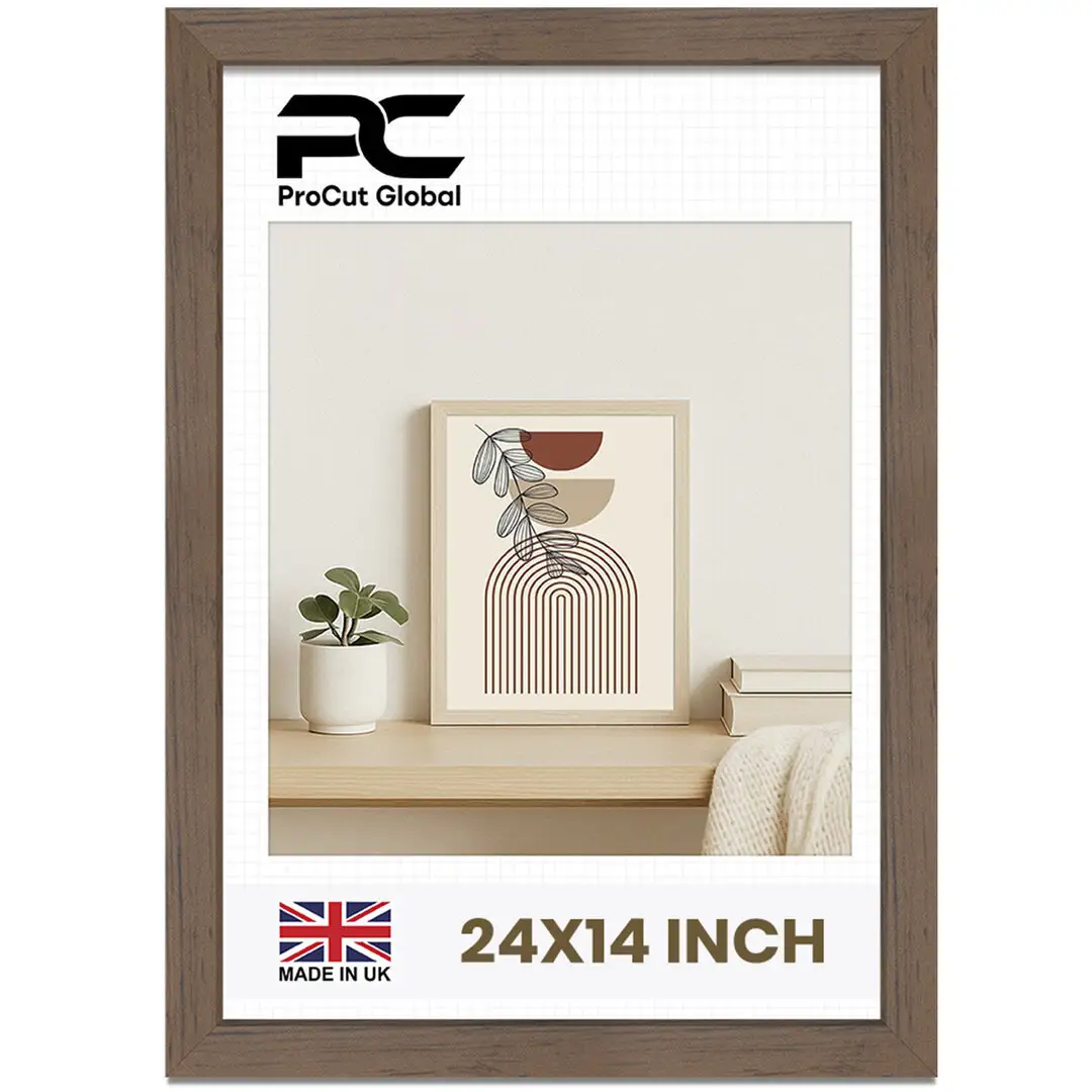 24x14" Modern Walnut Picture Frame - Elegant Wall Frame With Perspex Front thumbnail 1