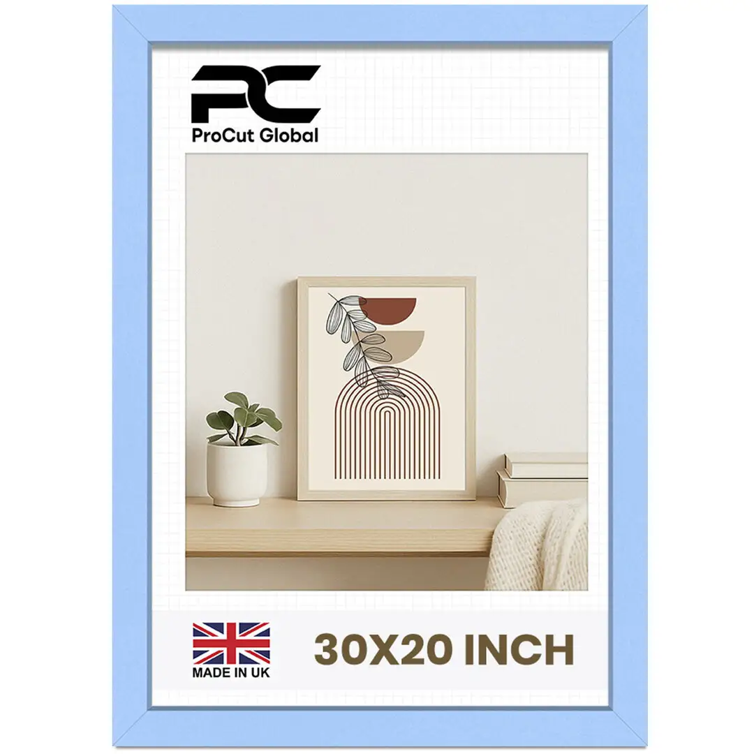 30x20" Modern Baby Blue Picture Frame - Premium Photo Frame With Perspex Front
