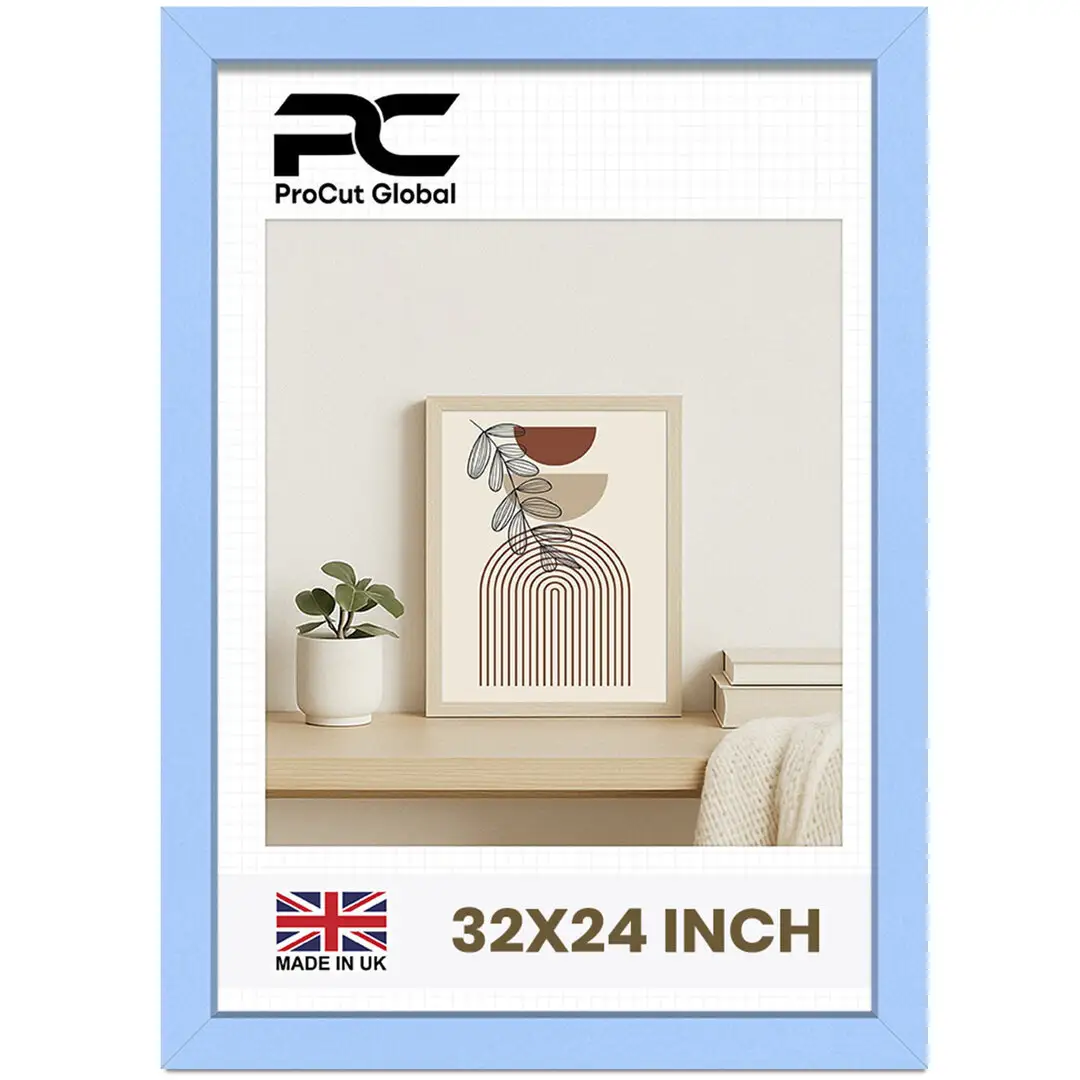 32x24" Modern Baby Blue Picture Frame - Premium Photo Frame With Perspex Front