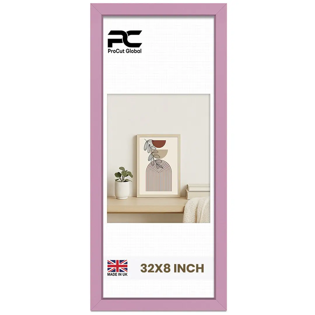 32x8" Modern Pastel Pink Picture Frame | Beautiful Wall Frame With Perspex Front