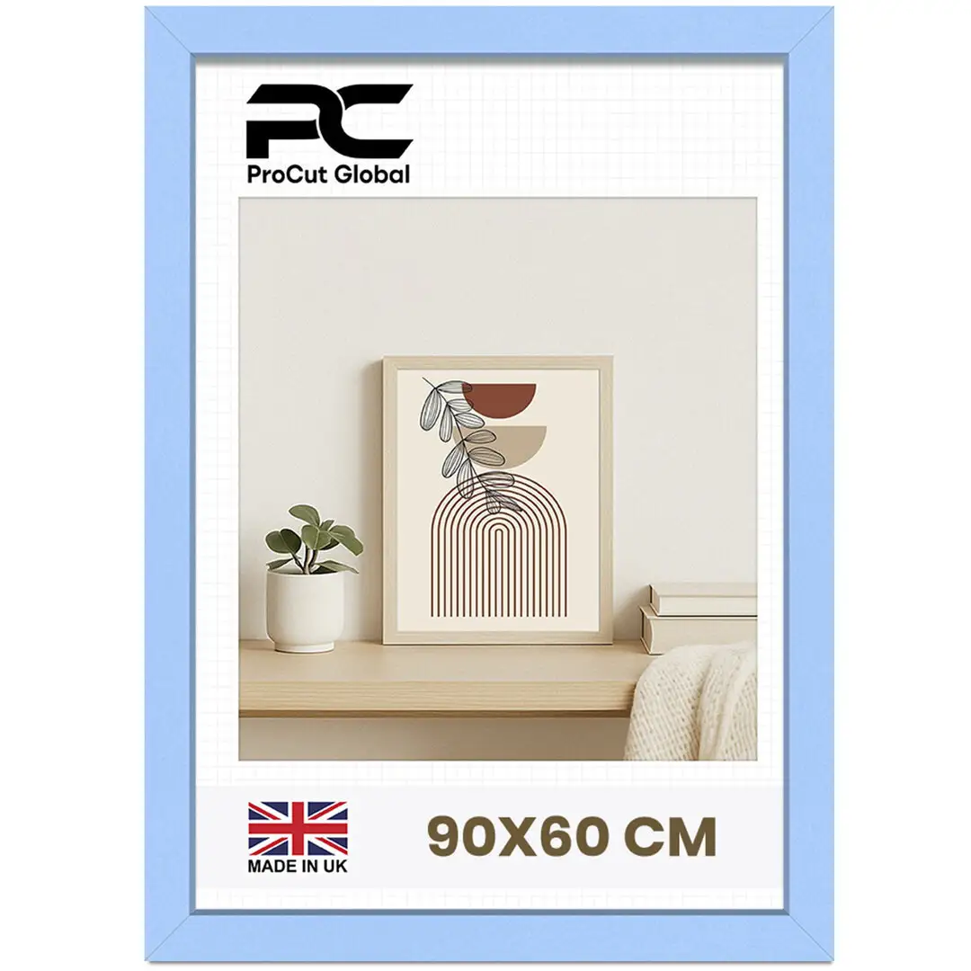 90x60cm Modern Baby Blue Picture Frame - Elegant Wall Frame With Perspex Front