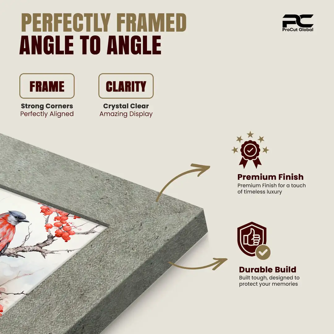 13x13" Modern Grey Marble Picture Frame | Beautiful Wall Frame With Perspex Front thumbnail 6