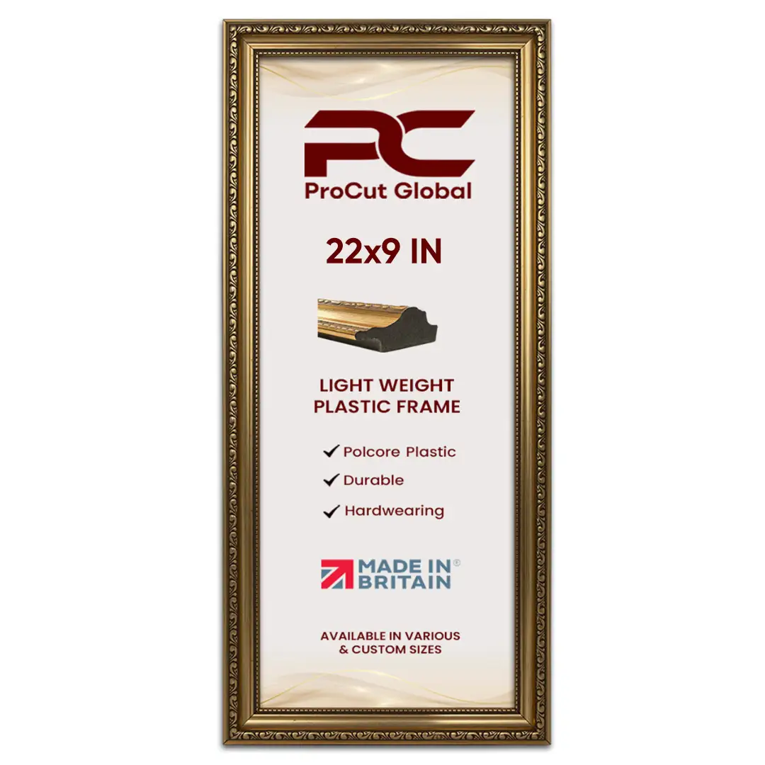 22x9" Gold Ornate Picture Frame - Vintage-Style Wall Art Display thumbnail 5
