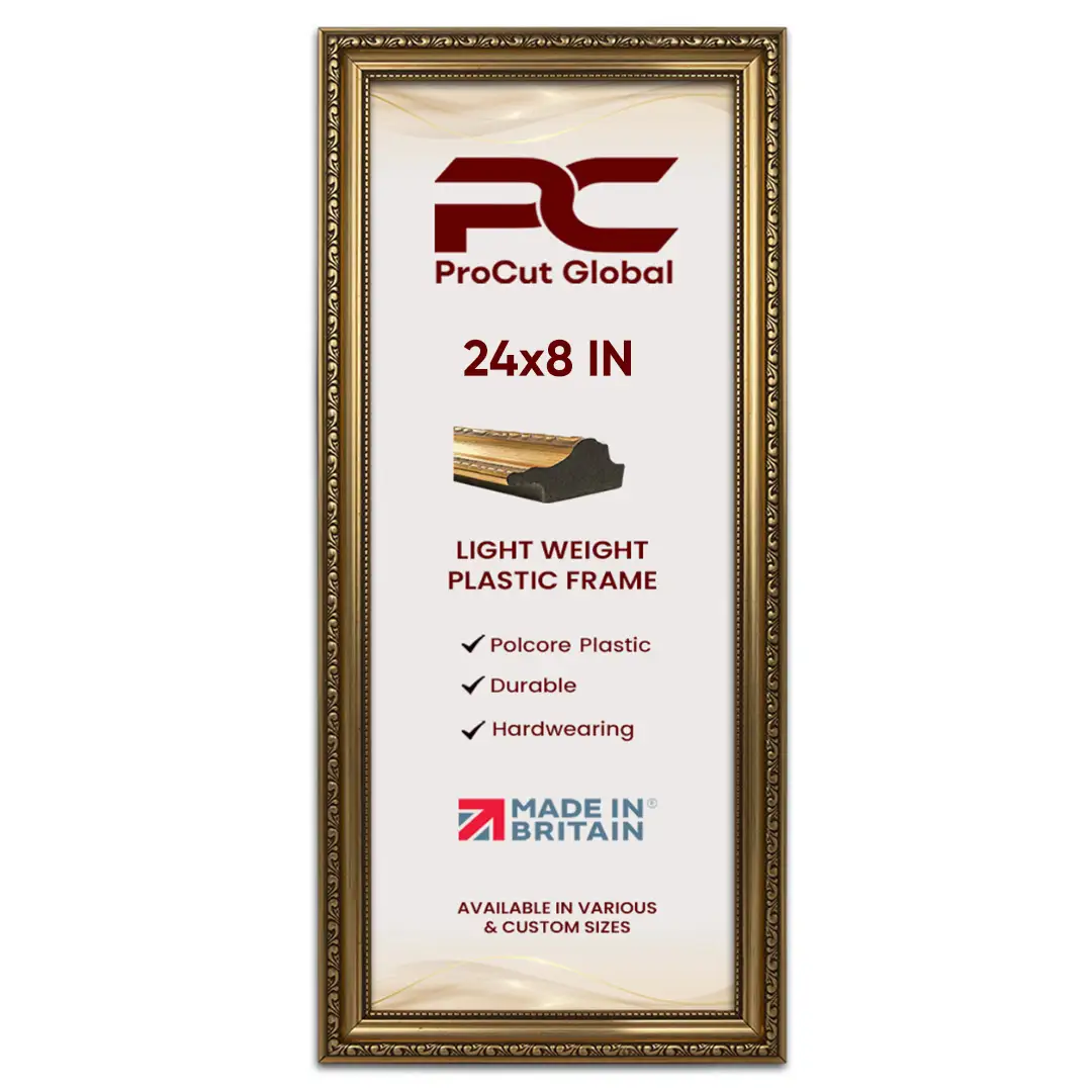 24x8" Gold Ornate Picture Frame - Vintage-Style Wall Art Display thumbnail 5