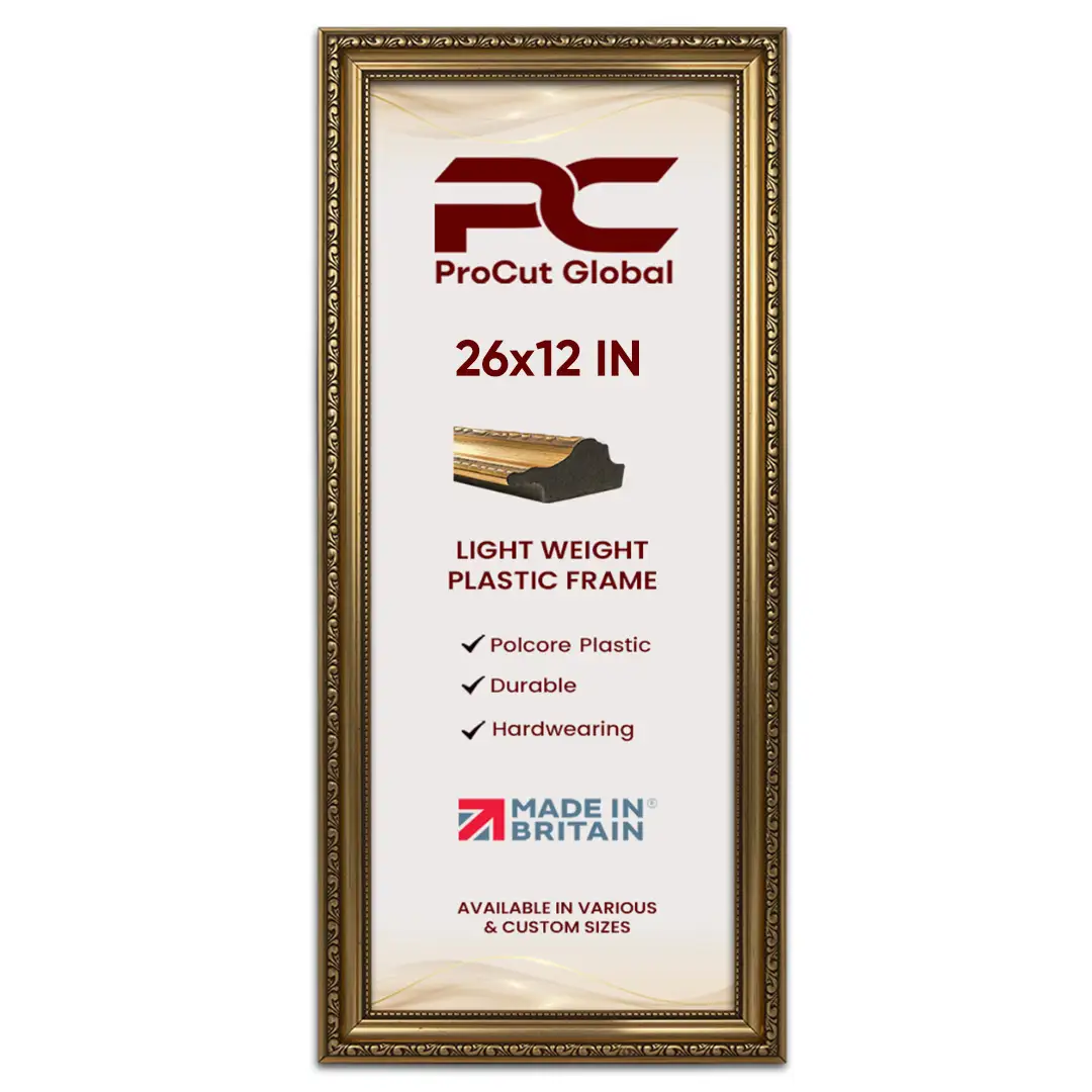 26x12" Gold Ornate Picture Frame - Vintage-Style Wall Art Display thumbnail 5