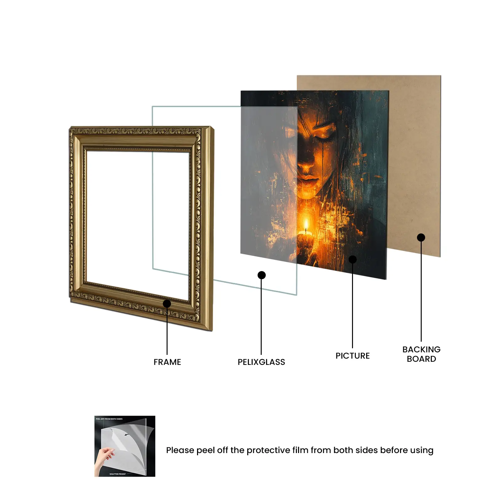 21x21" Gold Ornate Picture Frame - Vintage-Style Wall Art Display thumbnail 4