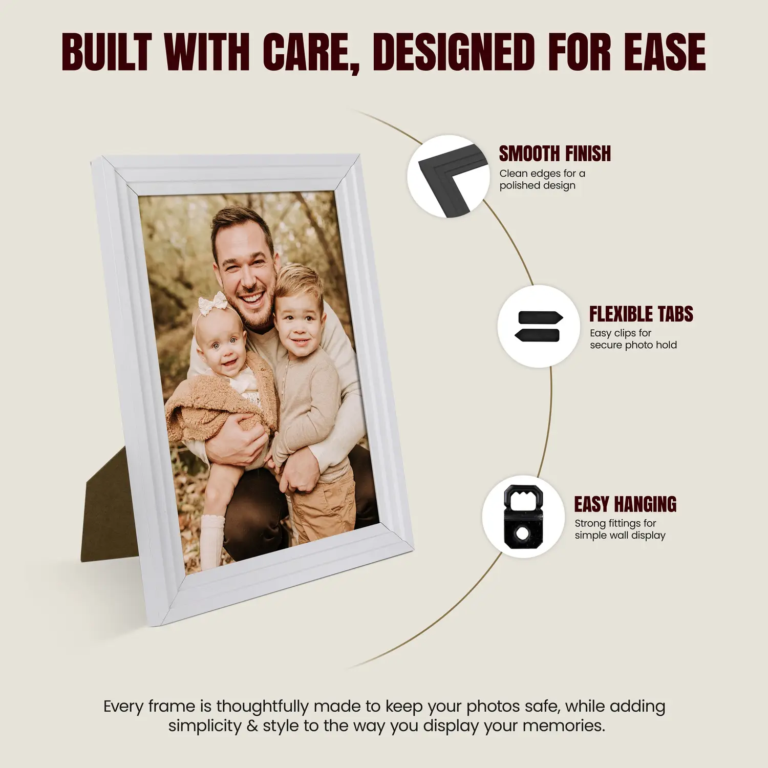 25x25cm Modern Step White Picture Frame | Elegant Wooden Photo Frame With Perspex Front thumbnail 7