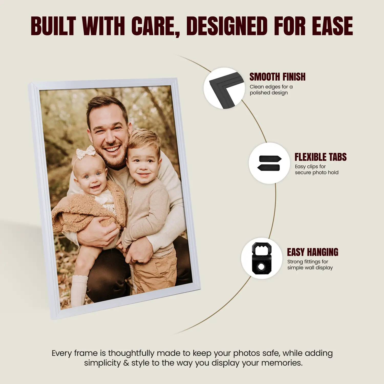 70x70cm Modern Step White Picture Frame | Premium Quality Wooden Photo Frame thumbnail 7